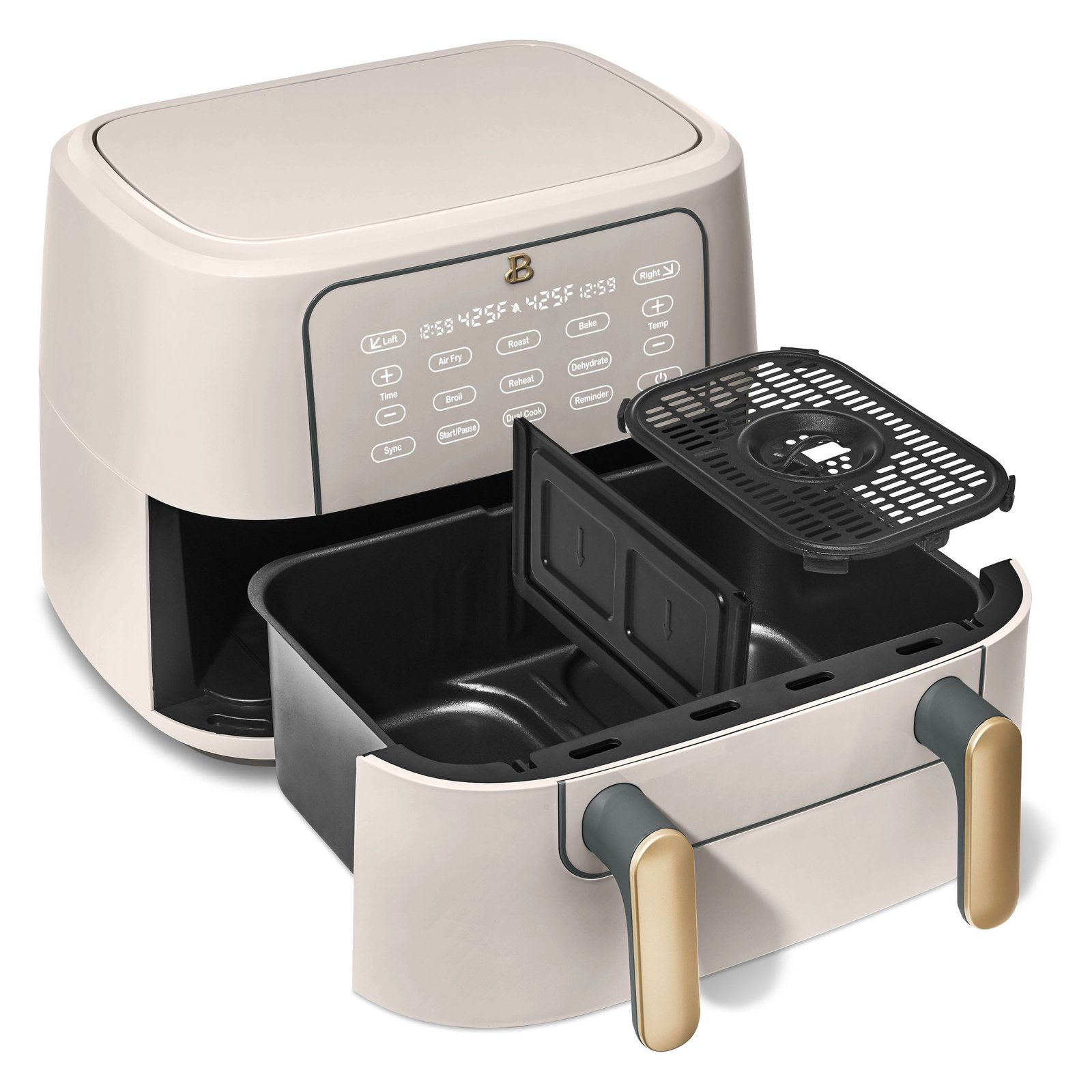 Beautiful 9 Qt TriZone Air Fryer, Porcini Taupe by Drew Barrymore