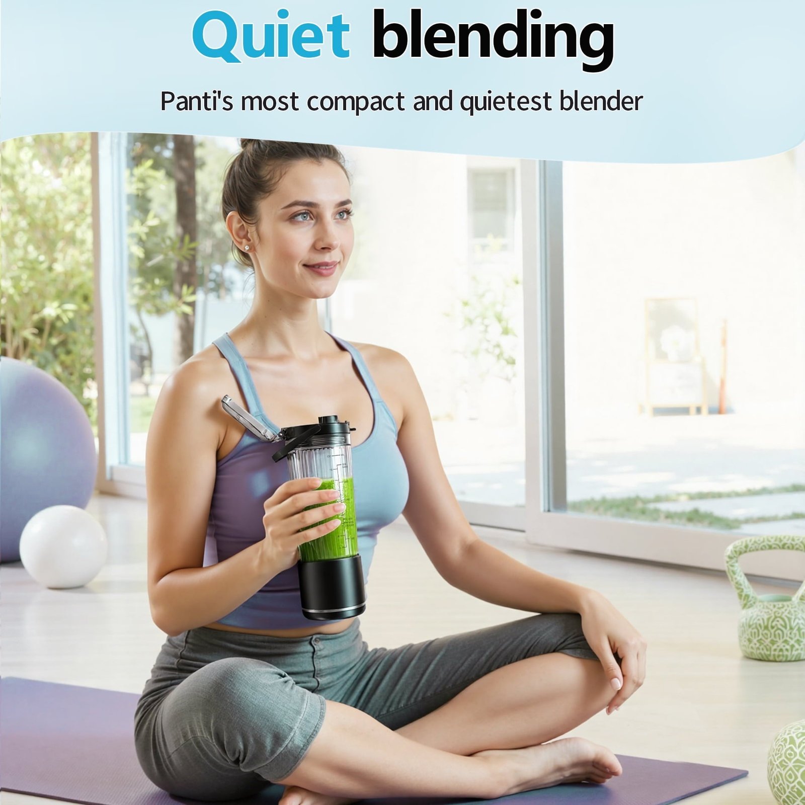 Panti Portable Blender, Cordless, 18oz. USB-C Rechargeable Personal Blender for Shakes & Smoothies, BPA Free, Cover with Handle, USB-C Rechargeable, Dishwasher Safe Parts, Black