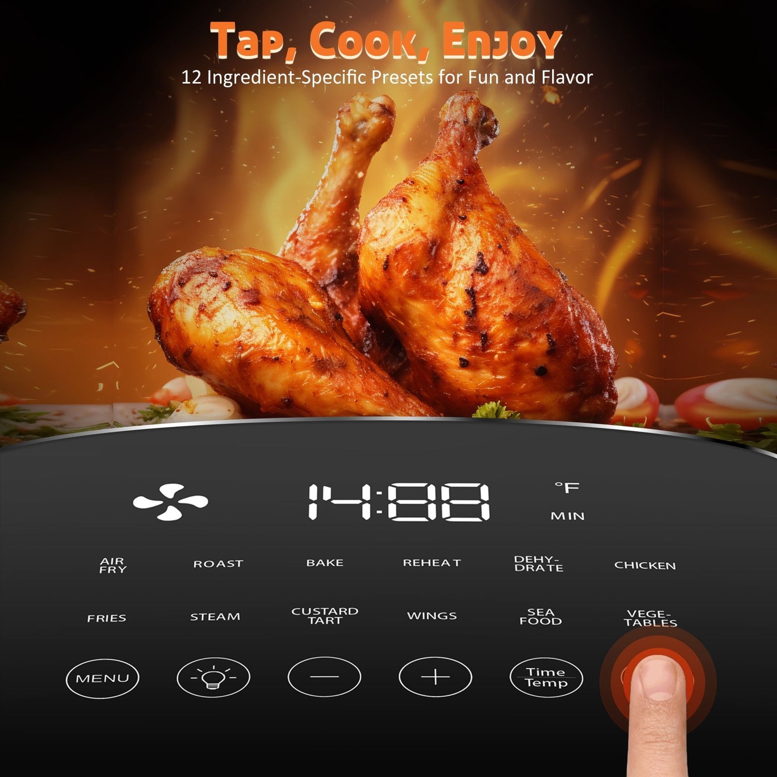 ROSVOVO Air Fryer 6-Quart with Viewing Window 12-in-1 Functions Digital Cooker for Crispy Fries Roasted Chicken Wings, 400°F Max Temperature, White
