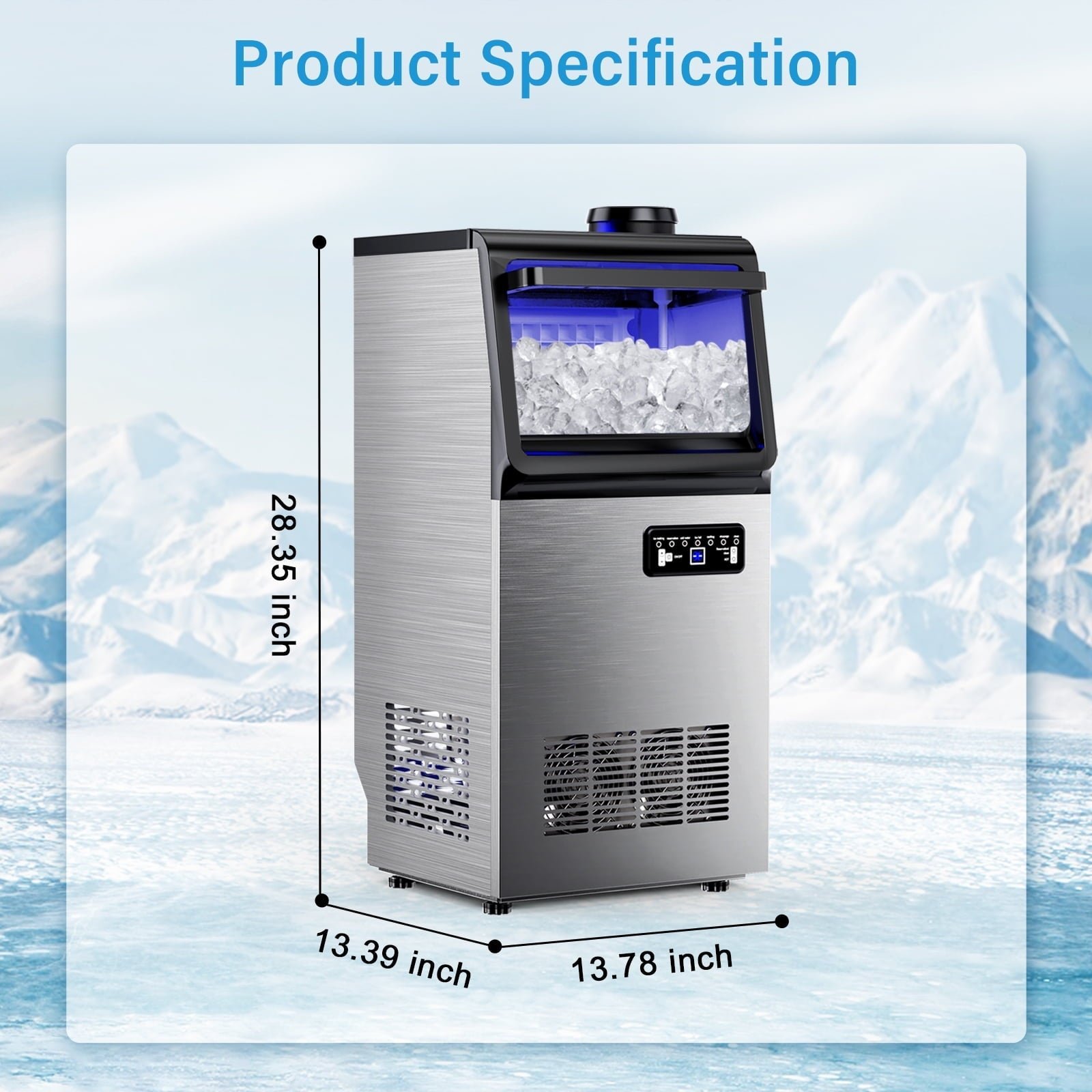 Tittla 70lbs/24H Commercial Ice Maker Machine,Stainless Steel Under Counter ice Machine,37LBS Storage Capacity for Restaurant Home Bar