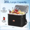 Qunler Extra Large Soft Sided Cooler Bag, 48 Can/30L Leakproof Portable Travel Beach Camping Picnic Insulated Coolers Bag, 37qt, Black