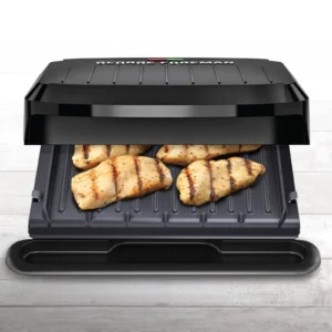 George Foreman 4-Serving Non-Stick Removable Dishwasher Safe Plates, Grill and Panini Maker, Durable Easy-to-Clean Plastic Housing