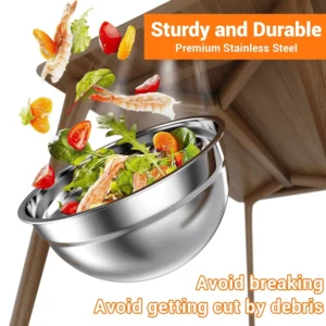 TINANA Mixing Bowls with Lids: 7 Pack Stainless Steel Mixing Bowls Set, Metal Nesting Mixing Bowls for Kitchen, 7/4.5/3.0/2.0/1.5/1.0/0.7QT, Great for Prep, Baking, Serving, Multicolor